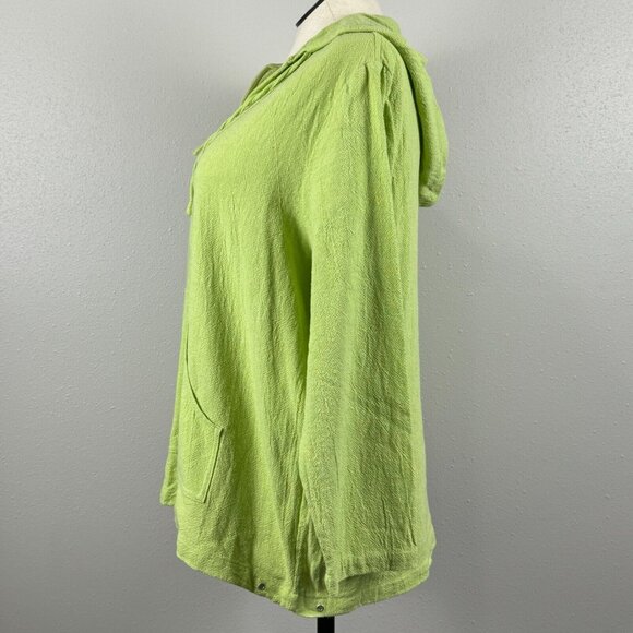 CJ Banks Baja Hoodi Womens Size 1X Yellow Greene Long Sleeve Pullover Cotton - Picture 2 of 16